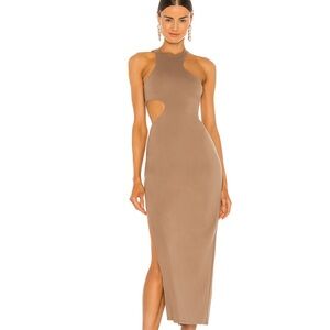 Michael Costello x Revolve Rylan Midi Dress In Taupe